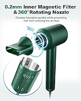 Vista 6 de 7MAGIC Secador de pelo de alta velocidad con motor sin escobillas de 110,000 RPM para secado rápido, secador de bajo ruido con anillo de luz LED