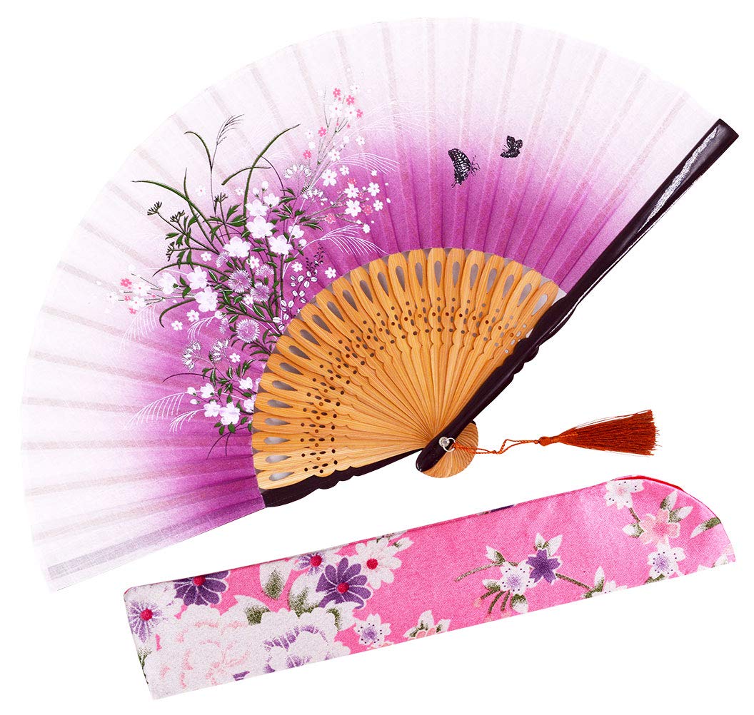 Amajiji 21cm Hand-Crafted Bamboo Silk Folding Fan