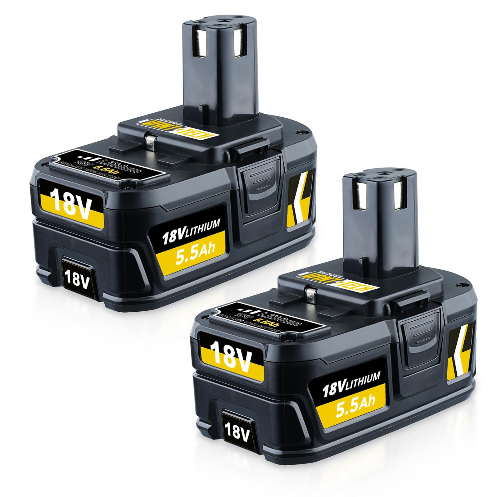 VANTTECH2Packs P108 5.5Ah 18V Lithium Battery Replacement for Ryobi Battery P104 P108 P102 P103 P105 P107 P109 P122 BPL-1815 BPL-1820G BPL18151 BPL1820