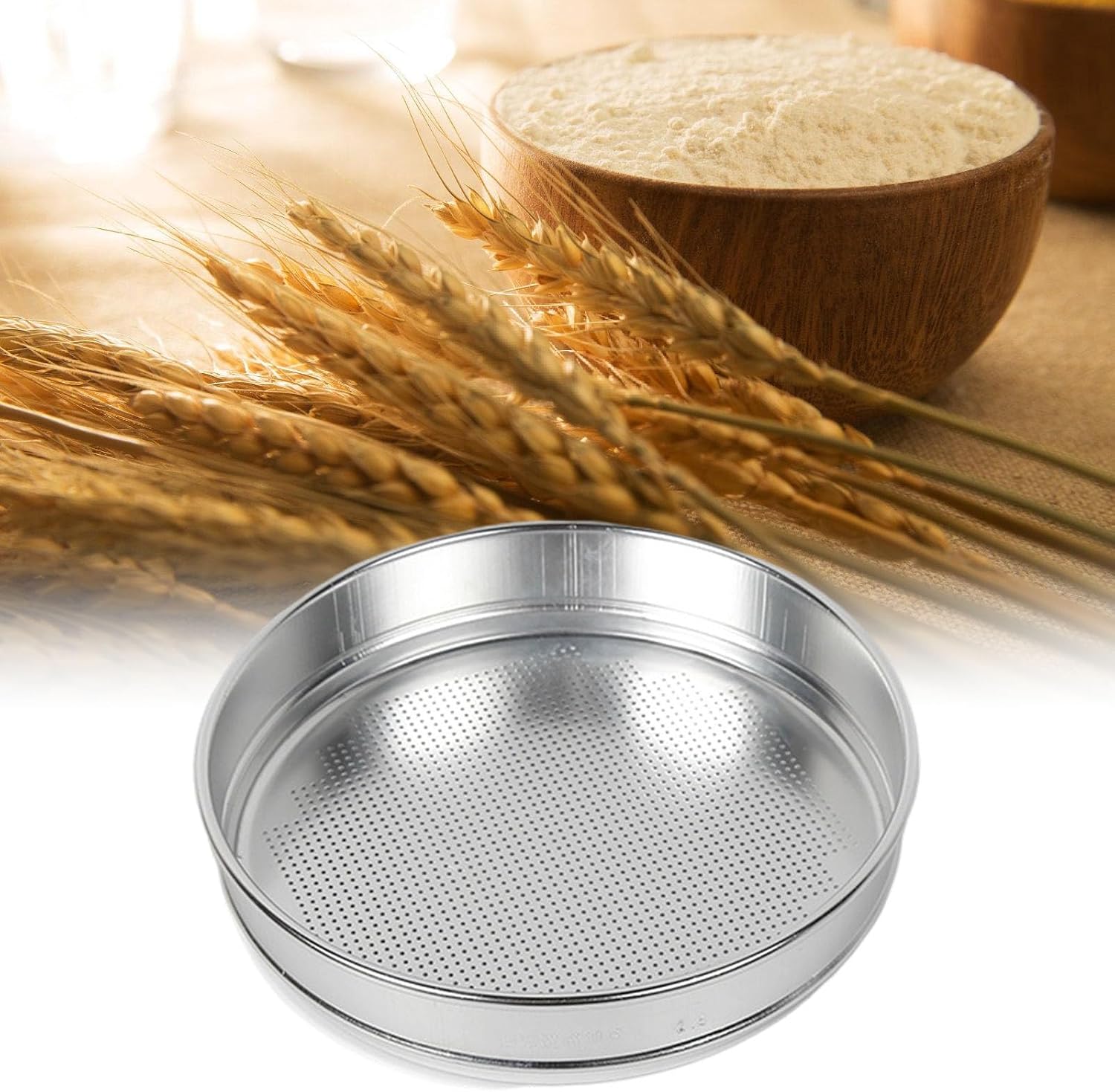 Commercial Flour Strainer Fine Meshes Screen Ergonomic Kitchen Sieve Strainer Baking Cooking Aid Baking Flour Sifter
