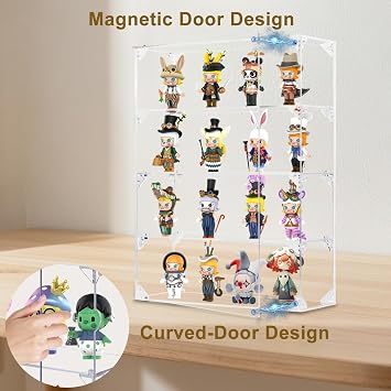 Acrylic Display Case for Collectibles, 4 Layer Clear Wall Mounted or Desktop Storage Organizer for Pop Figures, Dustproof Display Cabinet Box for Mini Toys Rock Crystals