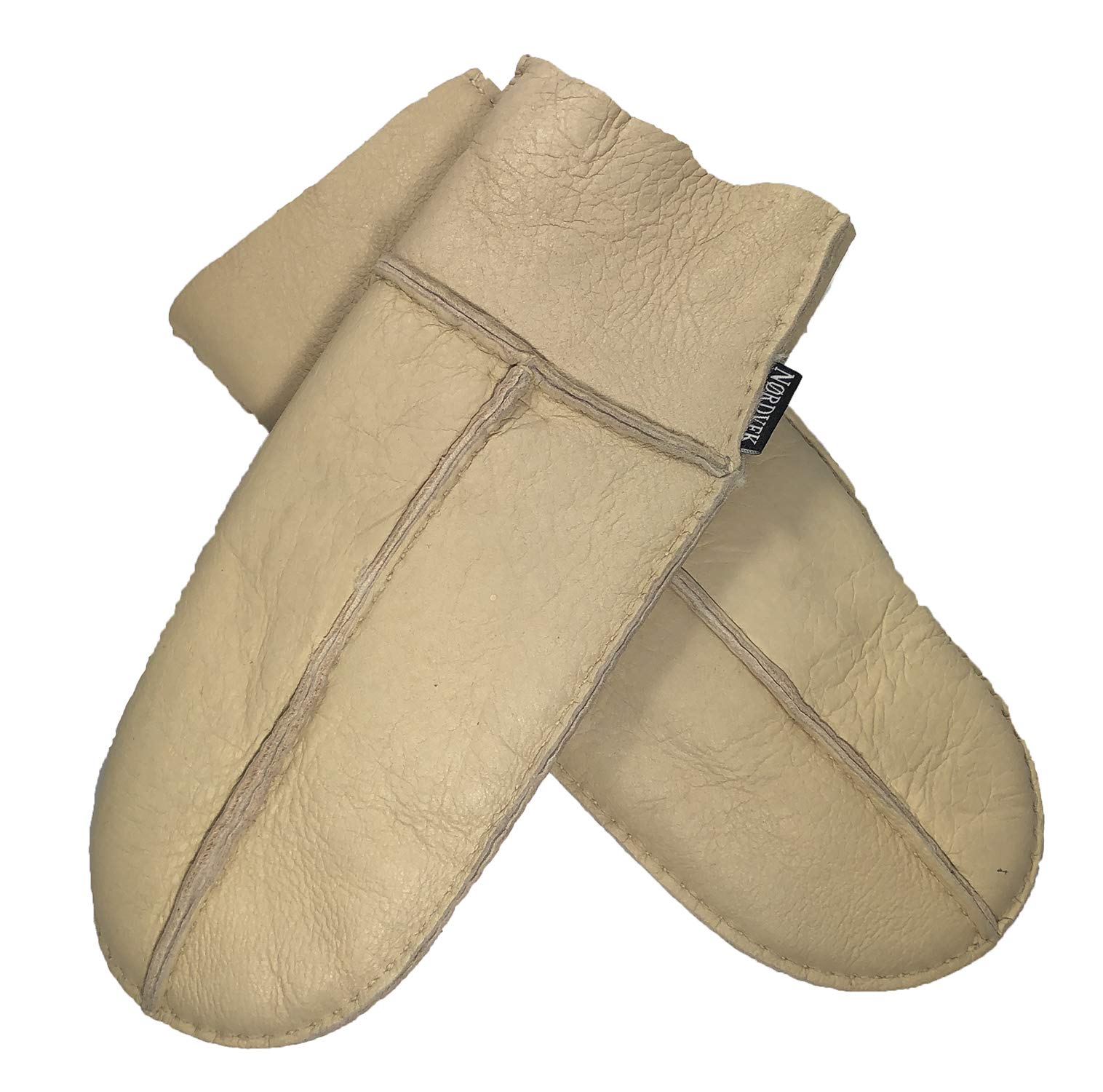 Nordvek Men's Beige Sheepskin Mittens - Split Palm Suede Winter Gloves # 312-100 (Beige)