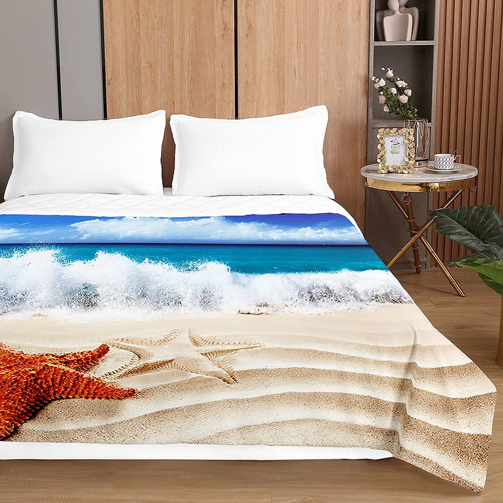 Couvre-lit matelassé haut de gamme effet 3D mer pour une literie d'exception