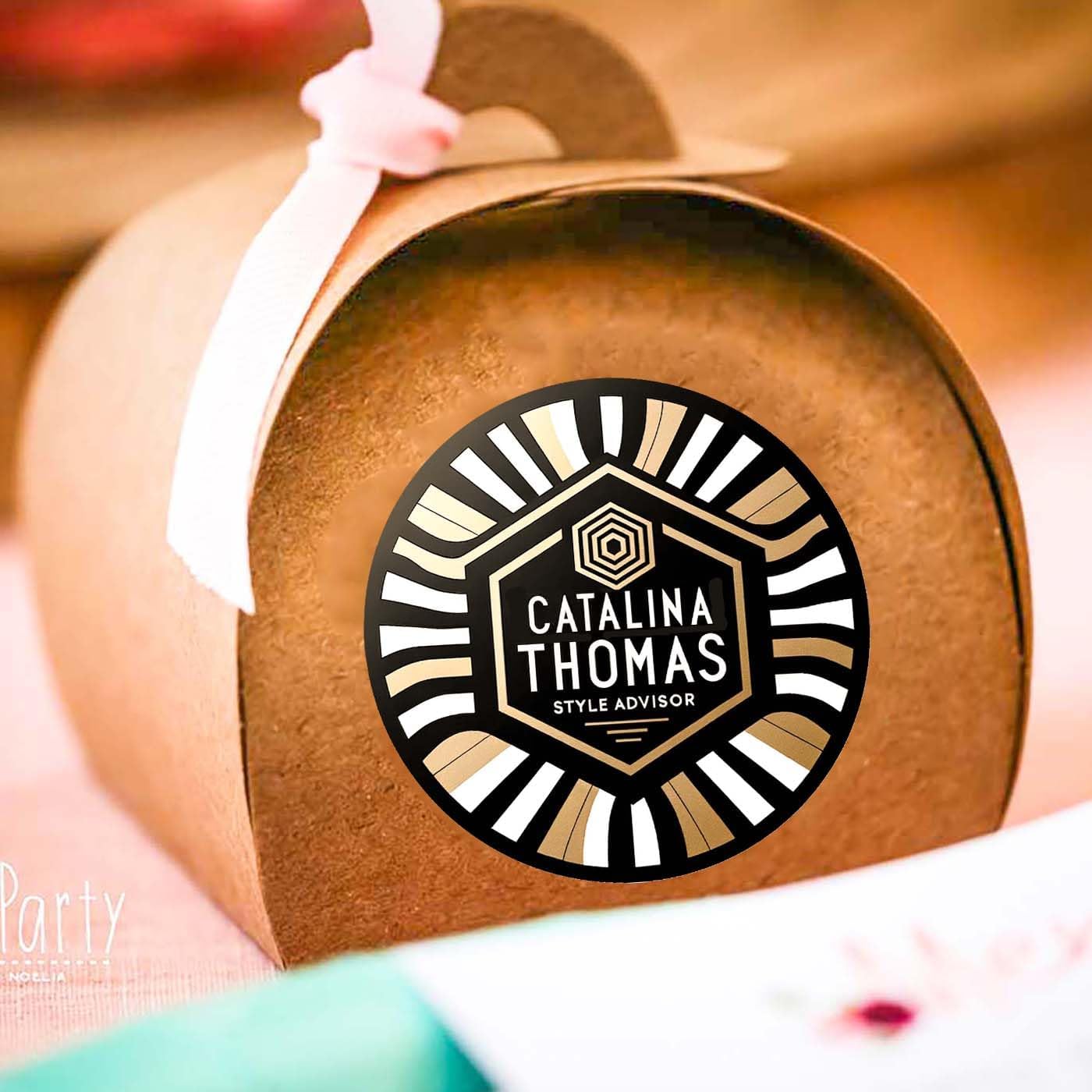 Personalized Customized Labels Tags,Customizable Stickers Retro Mod Black and White Pattern with Gold Emblem Classic Round Sticker for Business Custom Made Stickers, 100 Stickers3X3