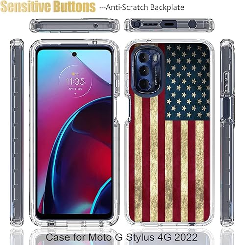 Miniatura 5 de Yodueiv Funda para Moto G Stylus 2022 4G, XT2211 con protector de pantalla de vidrio templado, funda protectora de cuerpo completo con bonito patrón