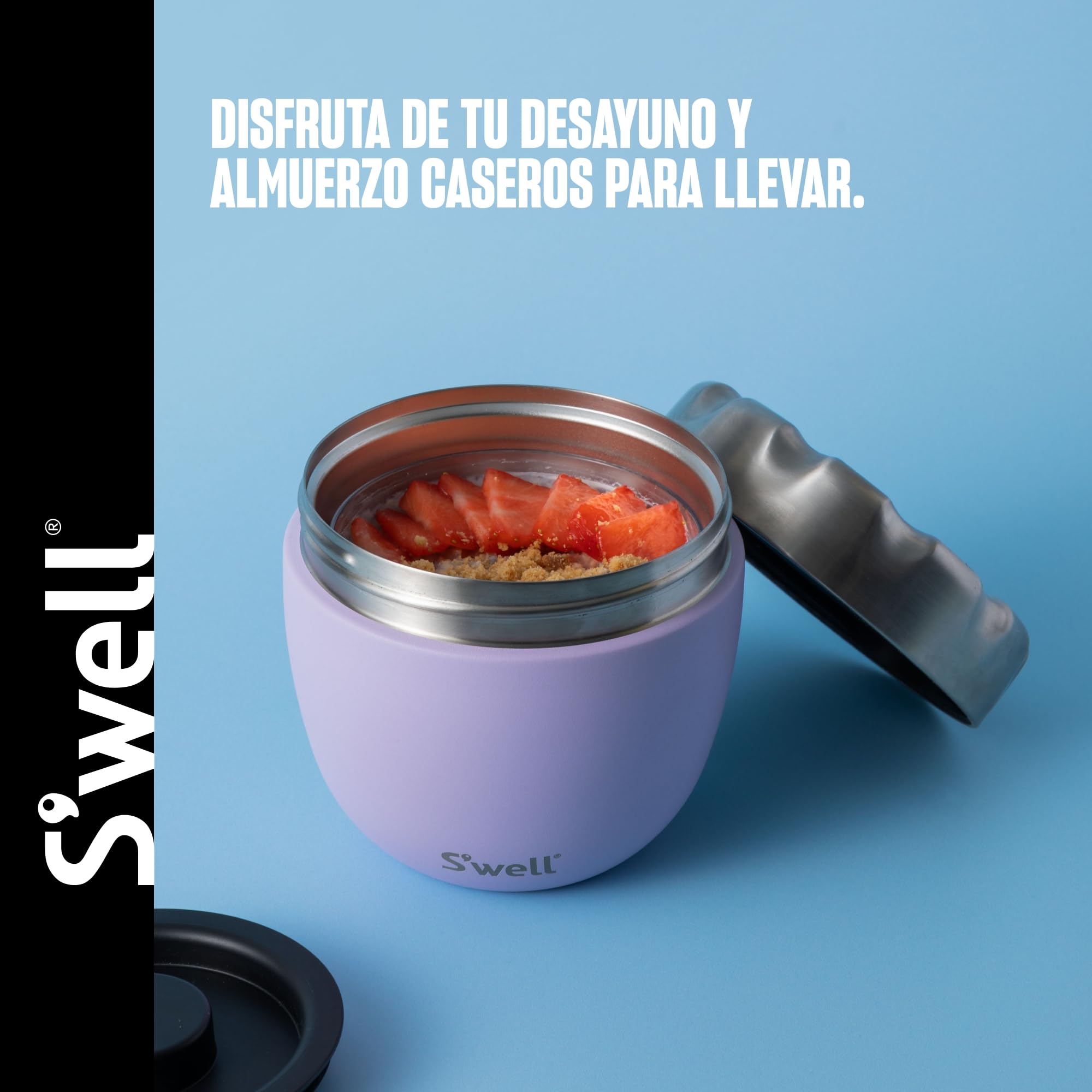 S'well Eats - Cuencos de acero inoxidable para alimentos, 636 ml, lila, triple capa, aislados al vacío, mantienen la comida fría durante 11 h y caliente durante 7 h, sin condensación, sin BPA