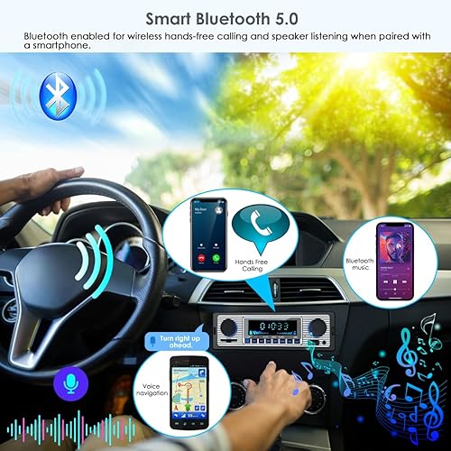 Miniatura 2 de Estéreo de coche de un solo DIN con Bluetoothradio de coche Bluetooth para llamadas manos libres, radio de un solo DINRadio para carro USB, puerto