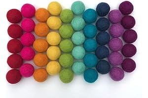 Rainbow Party Felt Pom Poms: Handmade Wool Creations for Decor and Craft