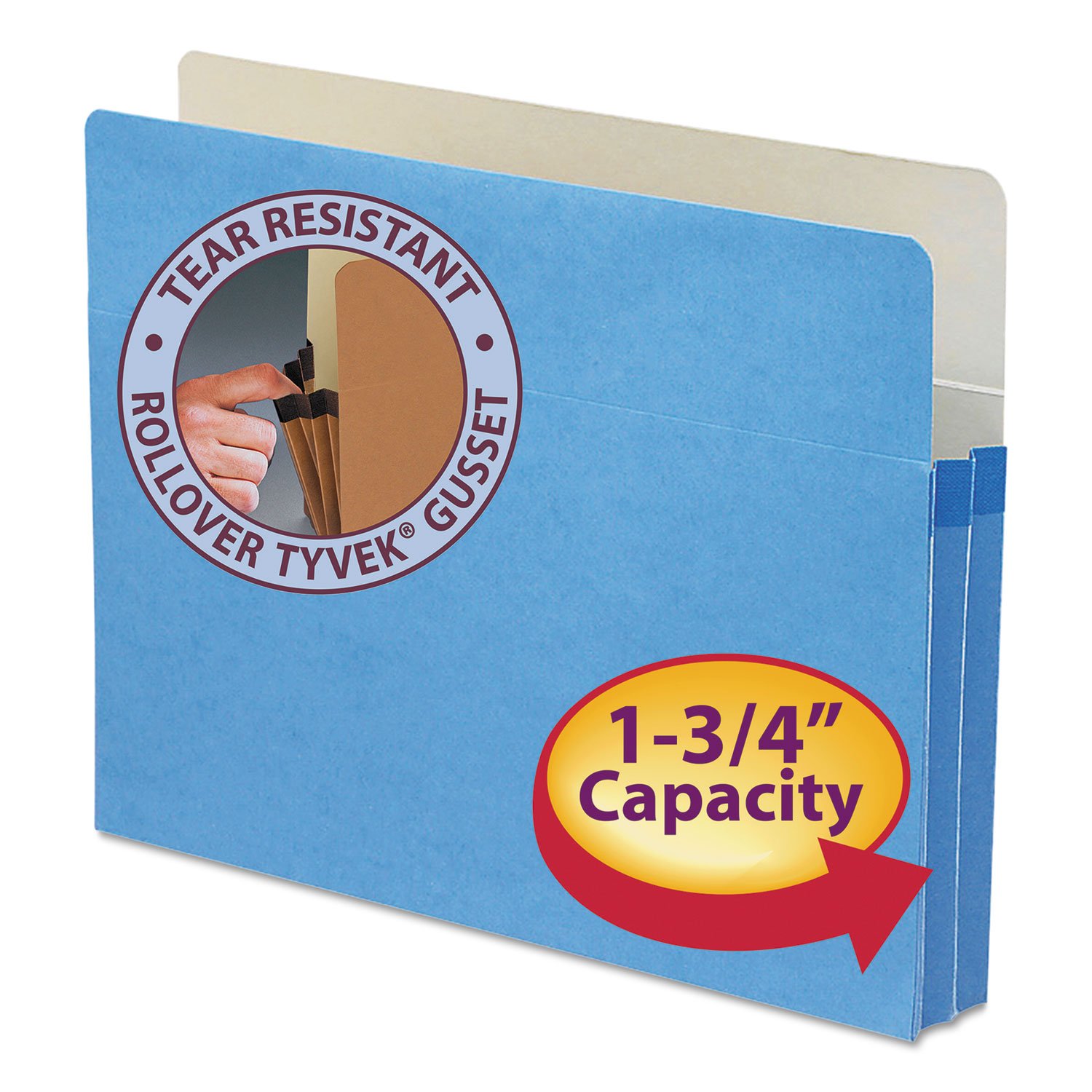 1 3/4-Inch Exp Colored File Pocket Straight Tab Letter Blue by SMEAD – tyvek, Blue, Model 73215
