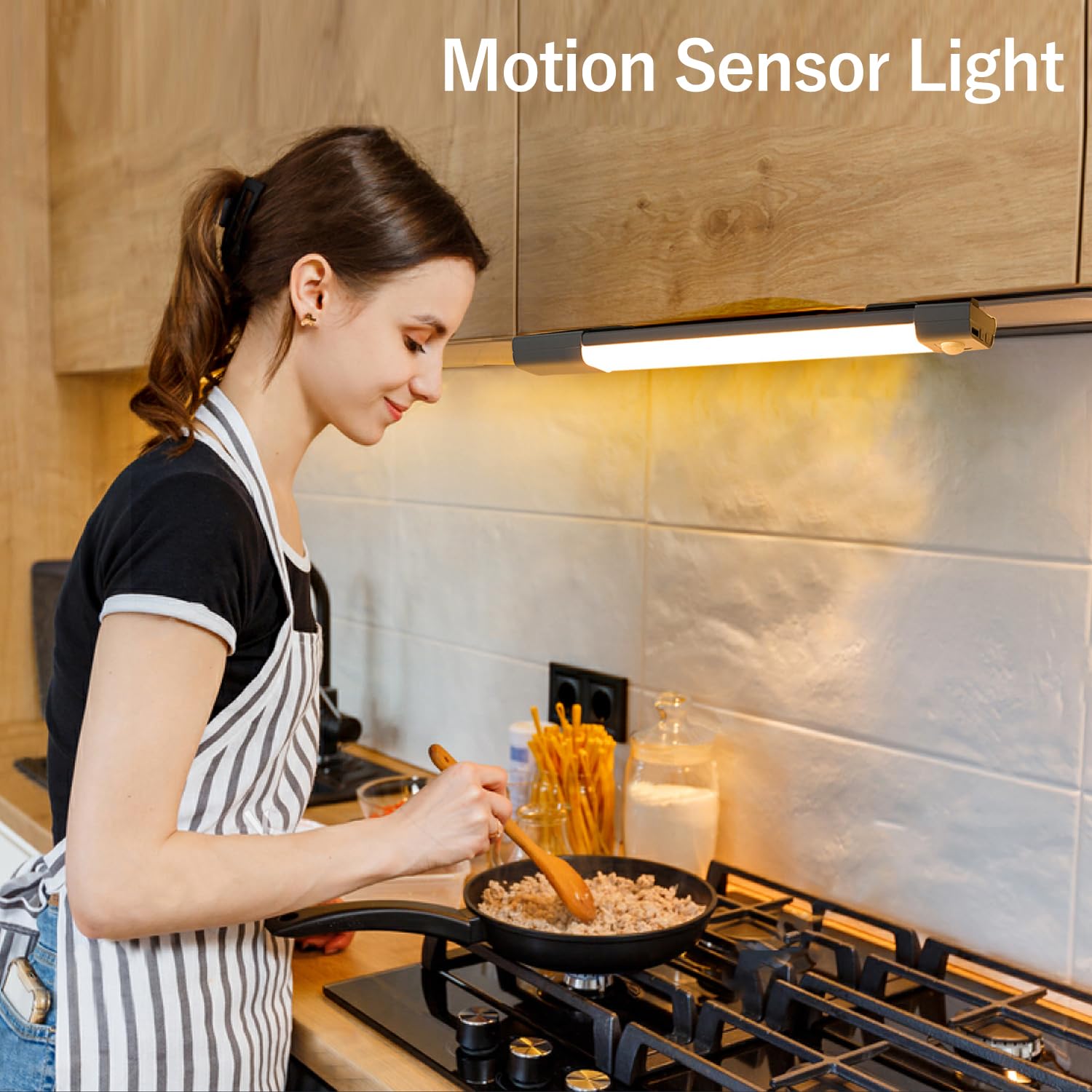 ZTJ 2 Pack Rechargeable Under Cabinet Lights, 50-LED 3 Color Temps Dimmable Motion Sensor Light, 11.8 Inch Magnetic Wireless Counter Closet Lighting for Kitchen, Stairs, Bedroom