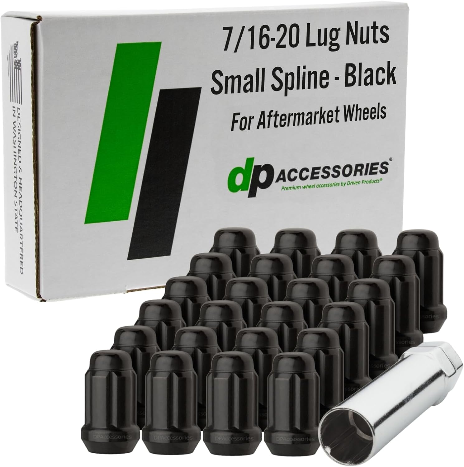 DPAccessories Black Spline Lug Nuts 7/1620 Lug Nuts Black for