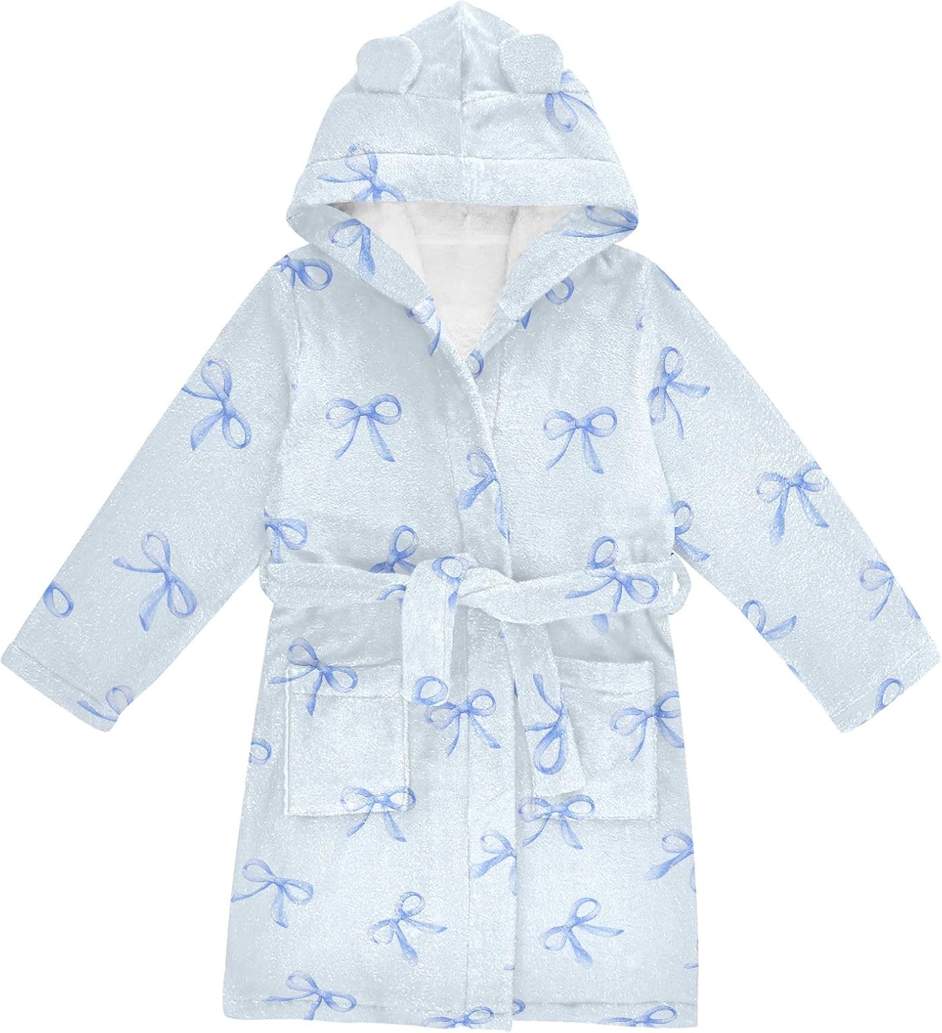 Cute Bathing Capybara with Hearts Toddler Hooded Bathrobe for Boys Girls Soft Plush Bath Towel Robe 2-12 Years