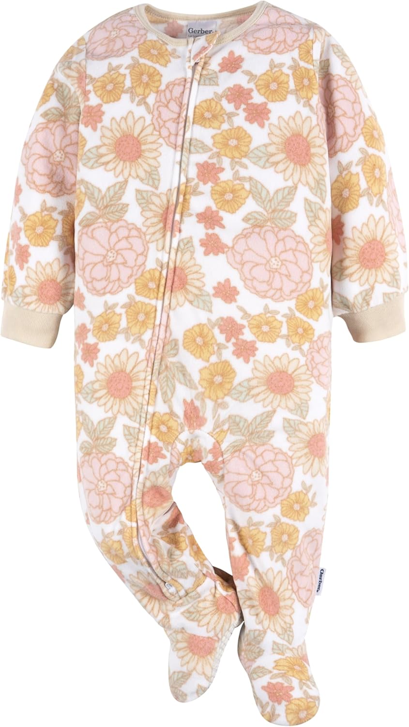 Gerber baby-girls Fleece Footed Pajamas 3-pack - Image 2