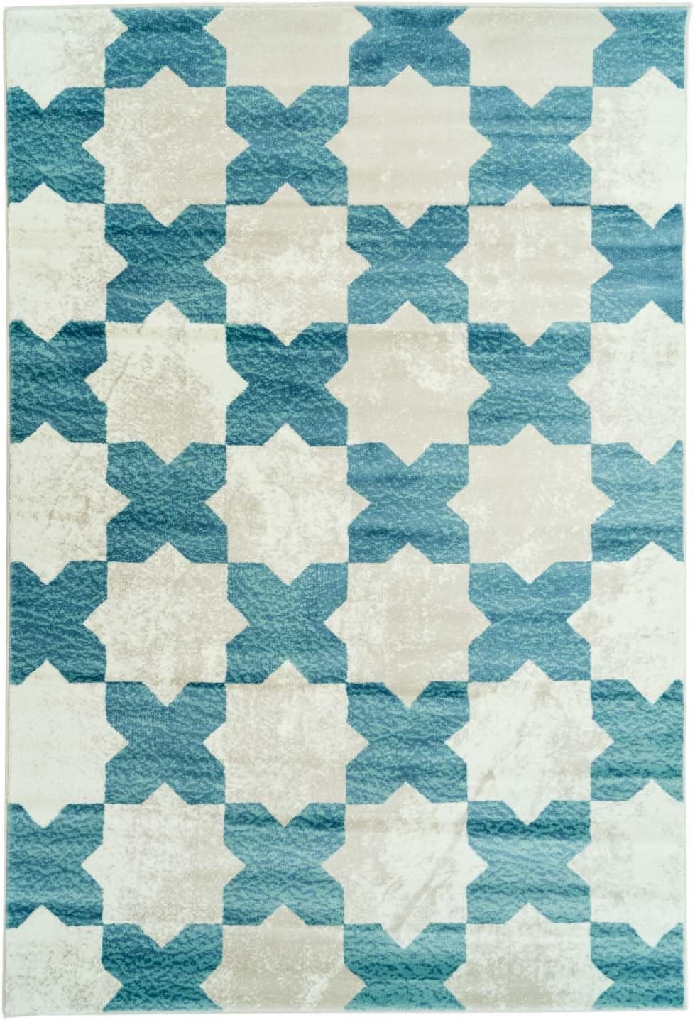 Ladole Rugs Geometric Clover Floral Contemporary Soft Area Rug - Amazing Carpet for Living Room, Bedroom, Kitchen, and Office - Teal and Ivory, 5x8 (5'3" x 7'6", 160cm x 230cm)