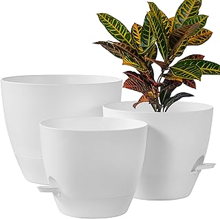 FaithLand 3-Pack Large Planter Pots, 12 10 9 Inch Self Watering Flower P...