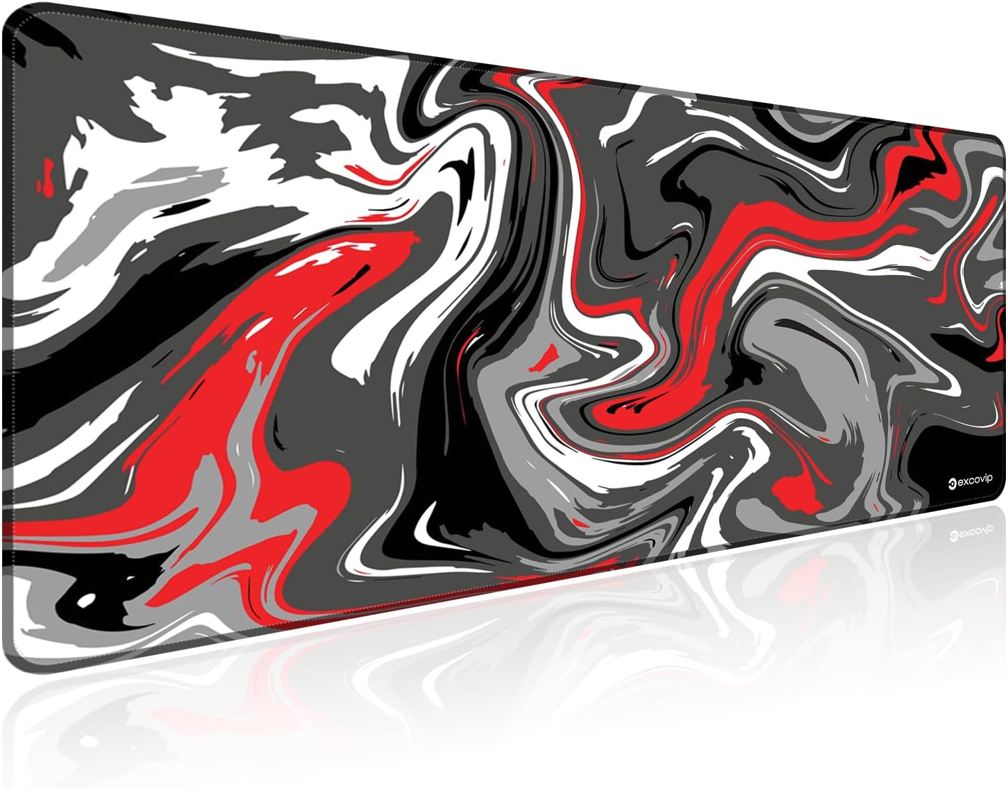 EXCOVIP Extend Large Gaming Mouse Pad XXL,Anti-Skid Mousepad Large Keyboard Mouse Pad Desk Mat with Stitched Edges (900x400mm, Red&Black) 0149