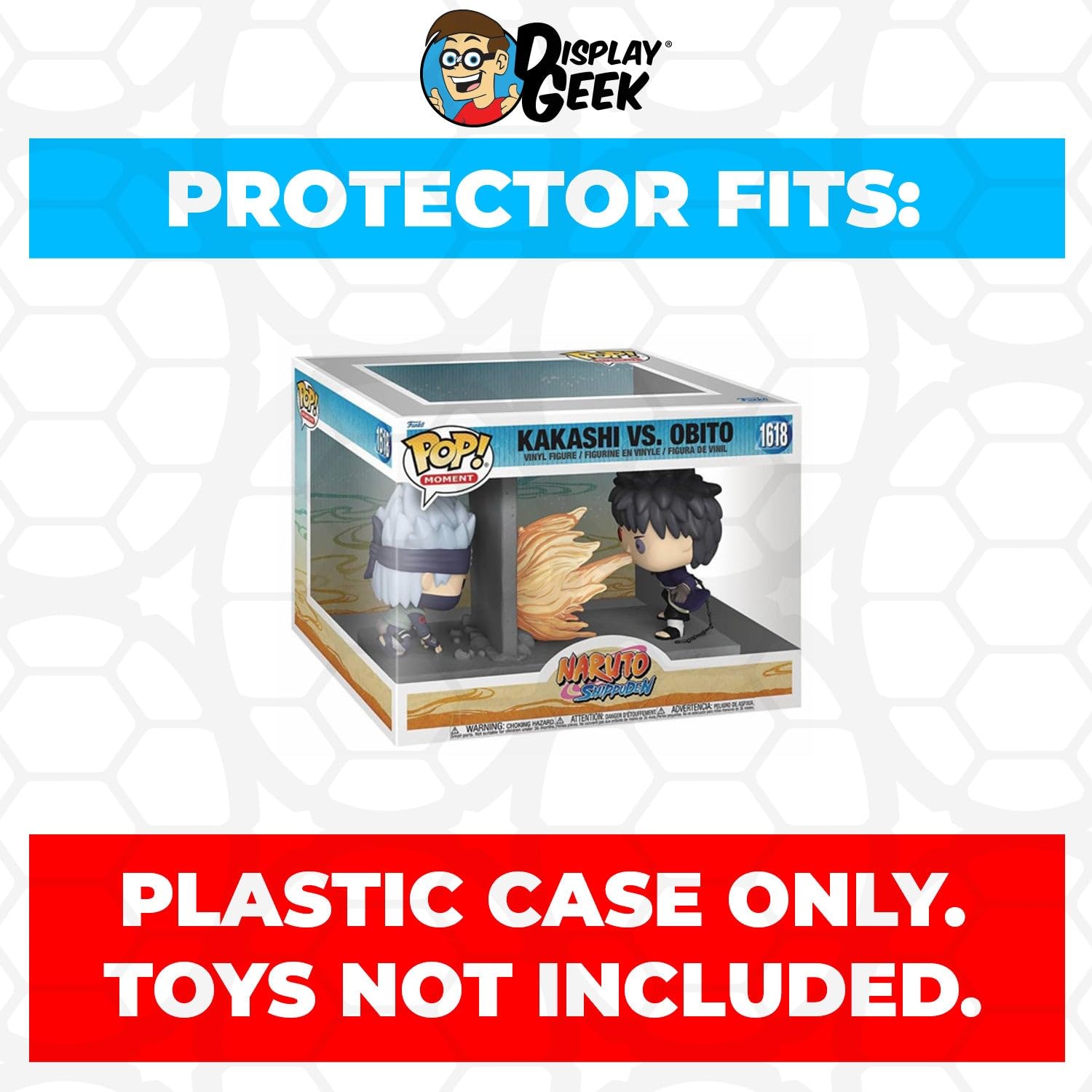 Display Geek, 1 x Plastic Pop Protector Only Compatible with Kakashi vs Obito #1618 Funko Pop Moment Box - Nothing Else fits