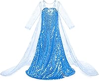 Vista 10 de Disfraz de princesa de lujo con capa larga brillante para fiesta de cumpleaños de niña