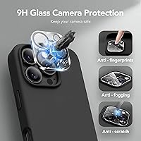 Vista 971 de GONEZ Funda de silicona para iPhone 15 Pro Max, compatible con Magsafe, protector de cámara + protector de pantalla, forro de microfibra suave Negro