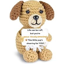 SIOTMERA Positive Crochet Dog Gifts for Women Men - Handmade Dog Crochets Animals Funny Gifts, Anniversary Birthday for Friends Mom Boyfriend Girlfriend Wife Husband Coworker