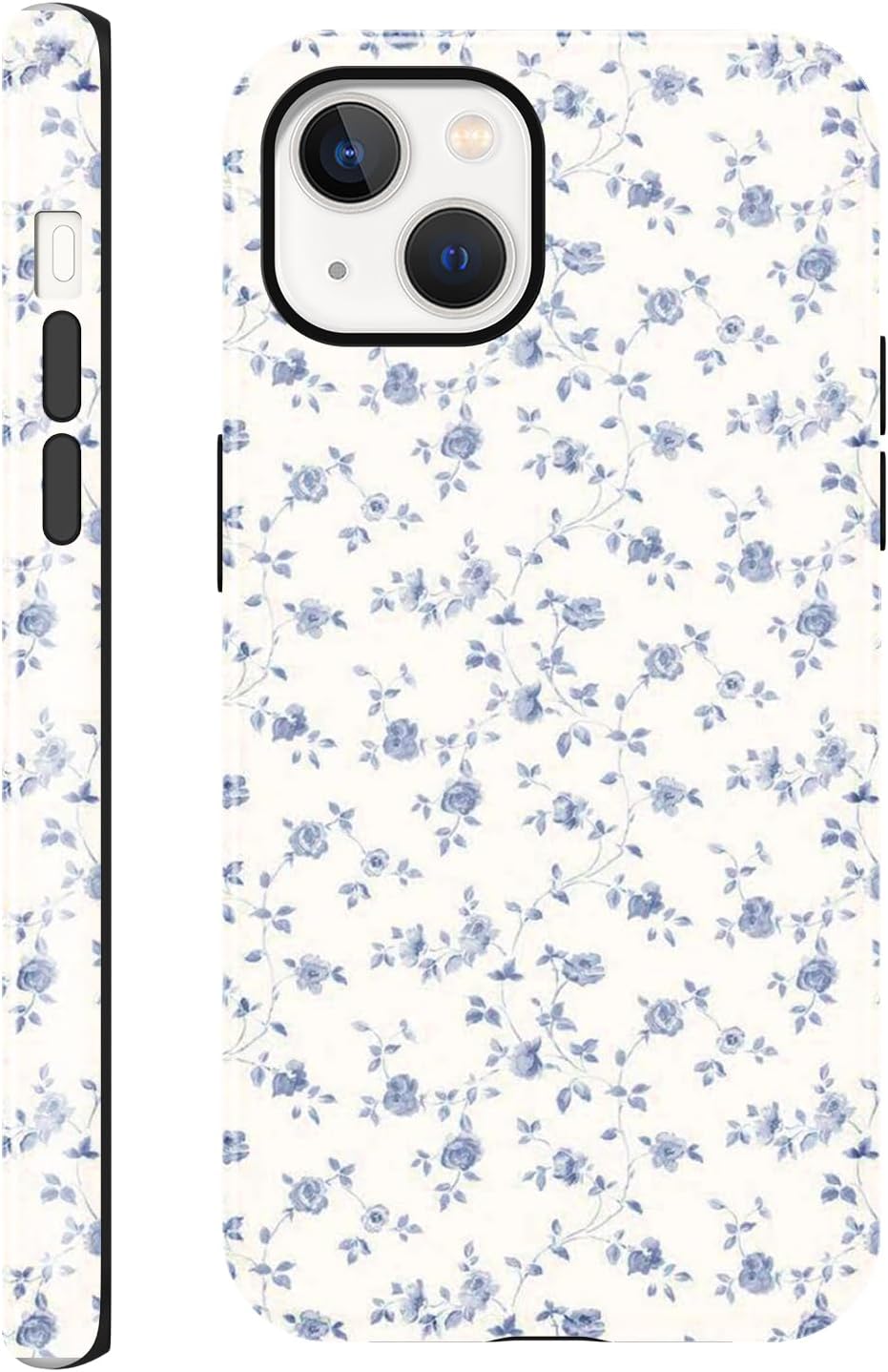 Flower Phone Case for iPhone 13 mini 5.4'',Cute Vintage Rose & Vine Pattern Floral Phone Case, Girly Trendy Exquisite TPU Shockproof 2-in-1 Double Protective Cover for Girls Women