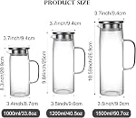 Pitcher en verre résistant à la chaleur avec lis et goutte, Pitchers en verre de thé glacé Pitcheurs de boissons pour réfrigérateur, pitcher d'eau en verre et carafe 1000ml/34oz