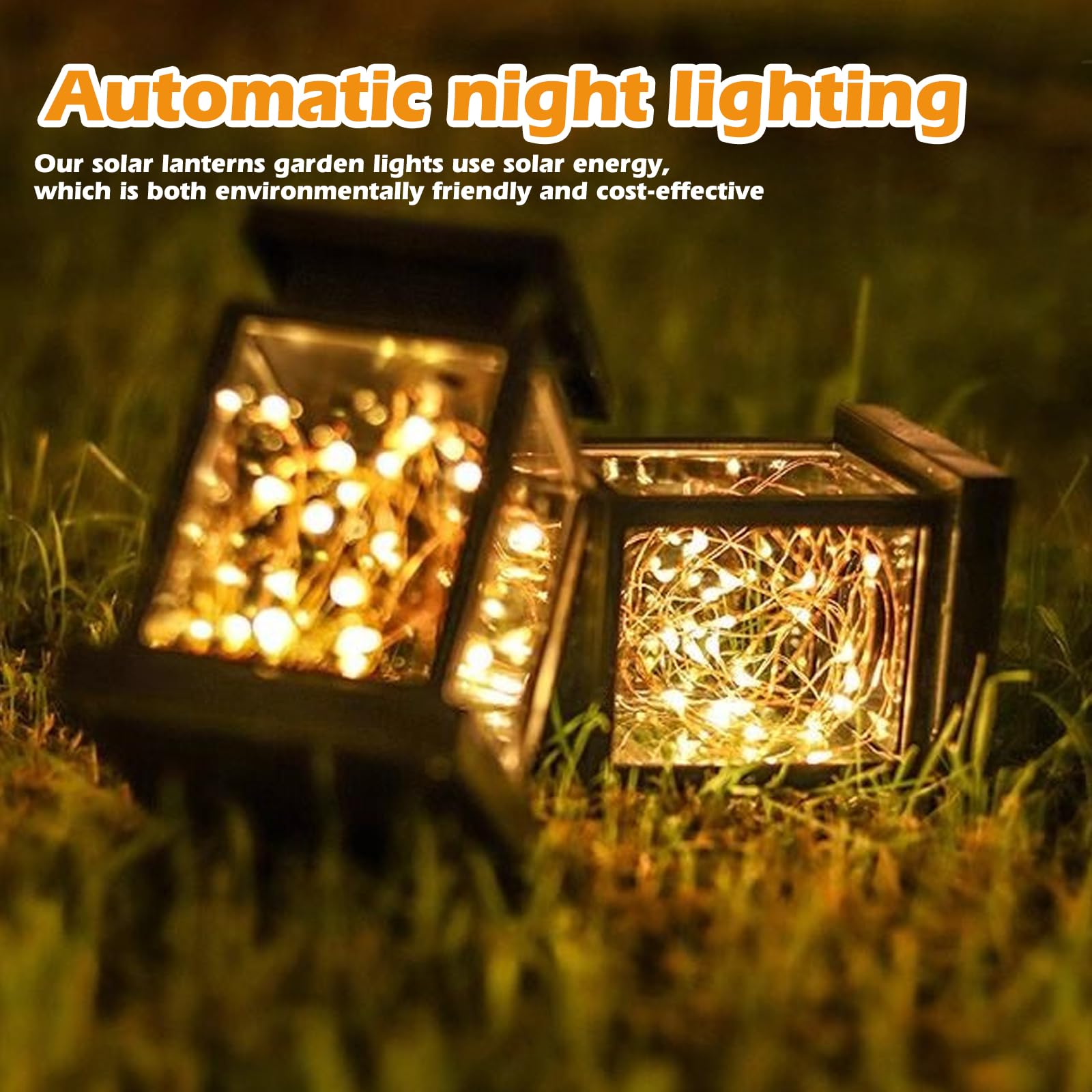 Lanterna solare da giardino – Lampada solare sospesa con LED bianco caldo – Set di 2 luci decorative da giardino