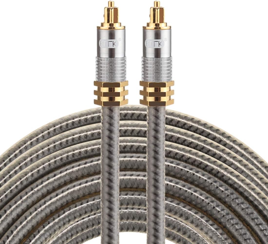 QGT EMK YL-A 8m OD8.0mm Gold Plated Metal Head Toslink Male to Male Digital Optical Audio Cable