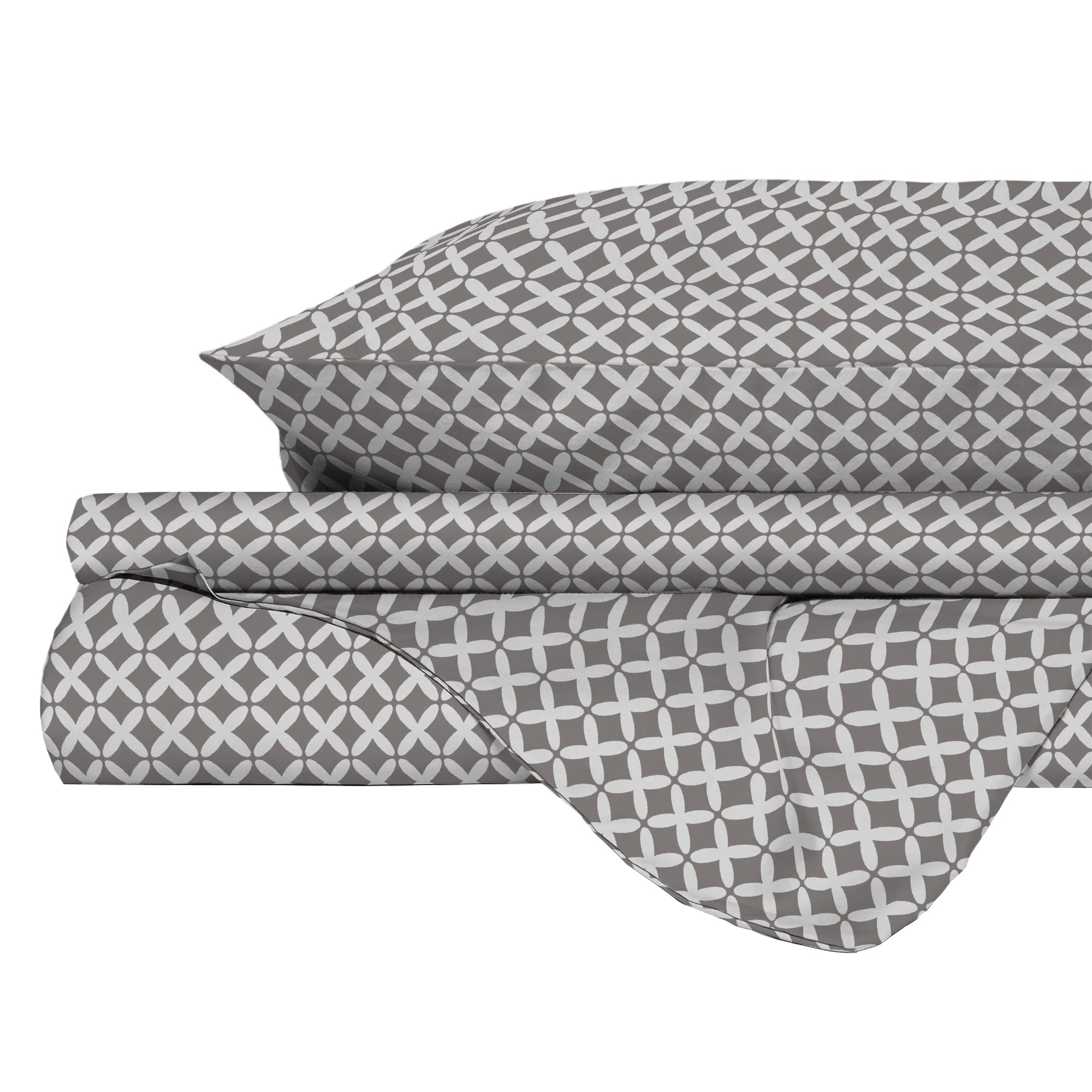 Italian Bed Linen Athena Duvet Cover Set with Printed Bag and Pillowcases, Rita Taupe, Double - Image 2