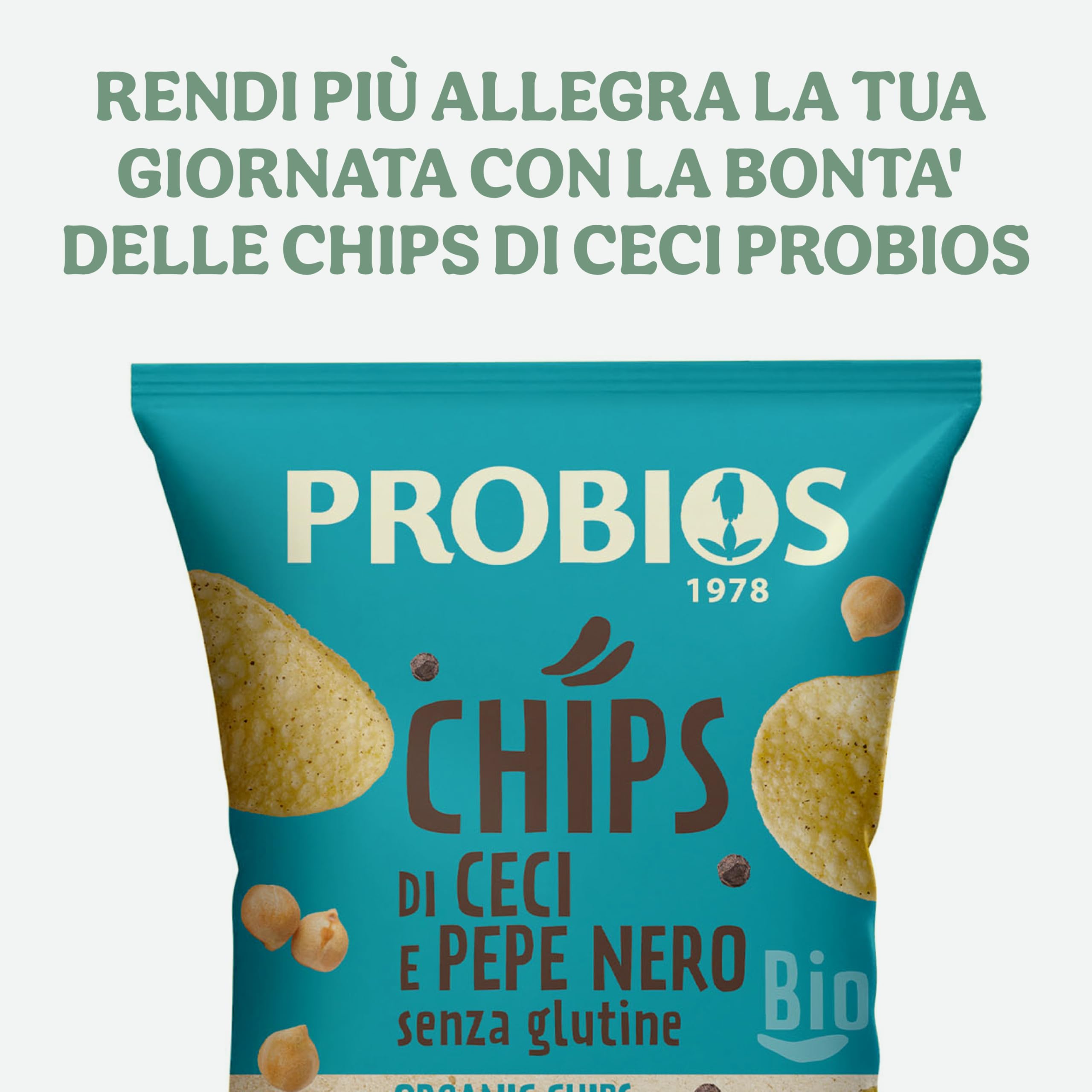 Probios Chips aux pois chiches et poivre noir biologique - emballage 12x40g