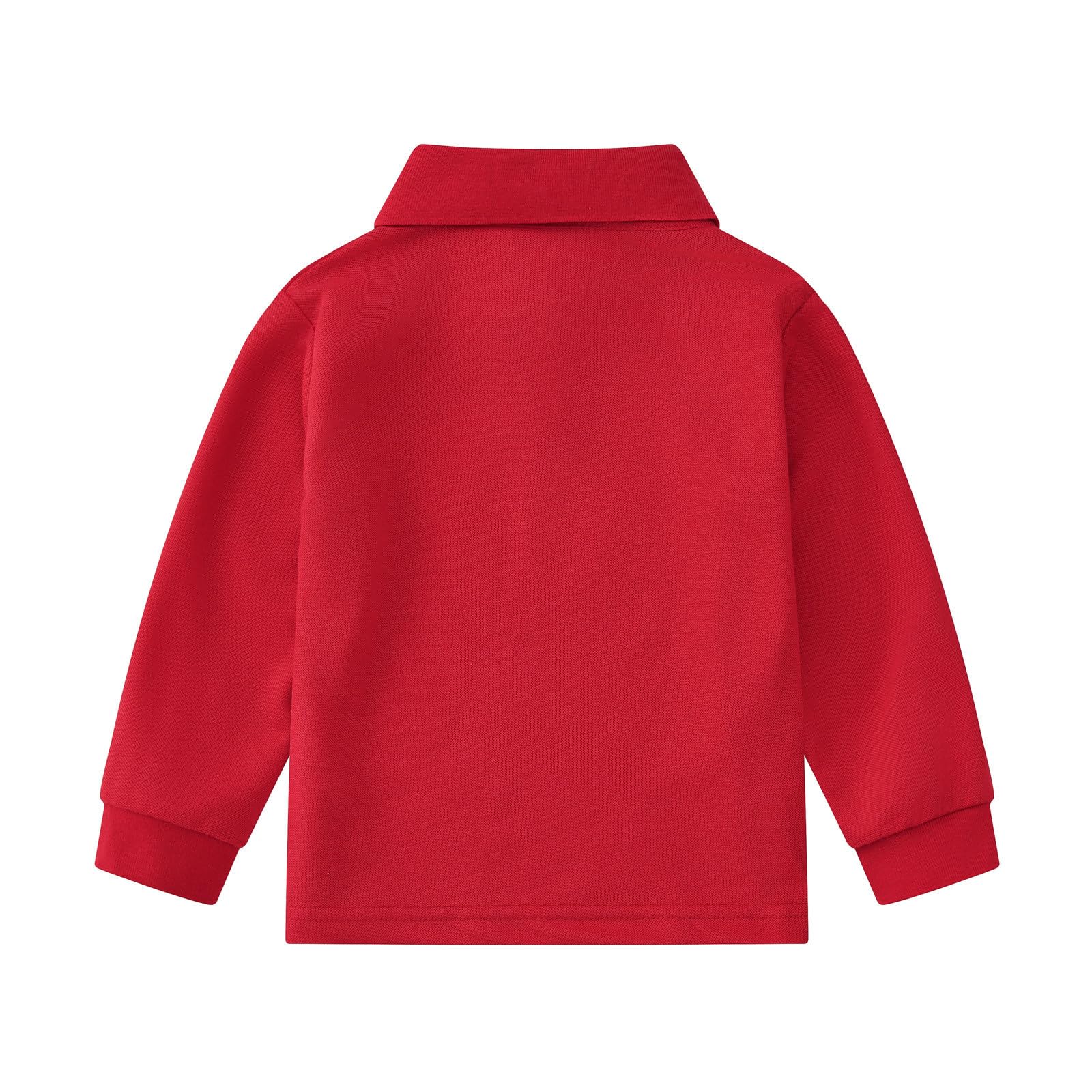 Polo para niños de manga larga, casual, de un solo color, para niñas y niños, polos elegantes, camisetas básicas, uniforme escolar, primavera, otoño, 1-12 años, rojo, 4-5 años