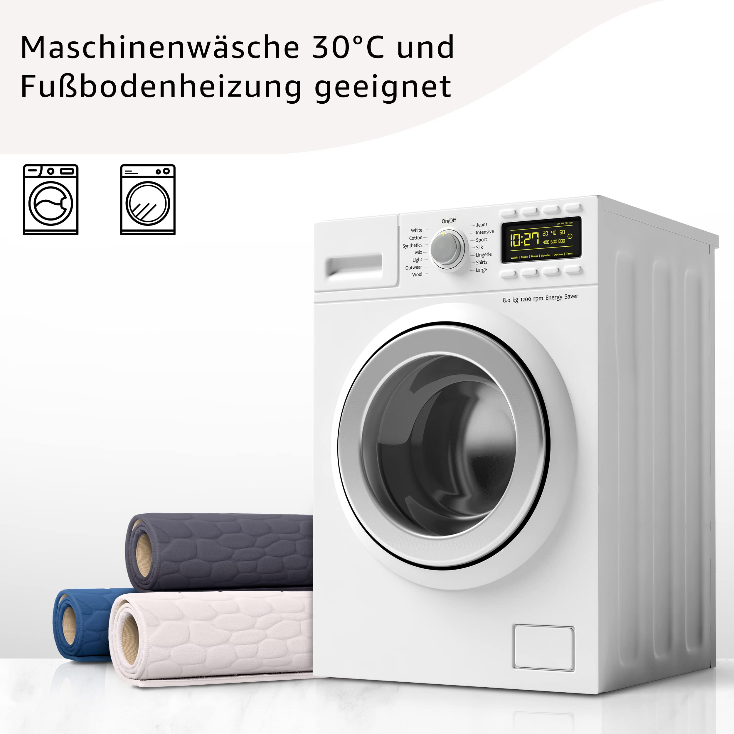 Amago - Mikrofaser Badteppich, Steinoptik 100 prozent PES, 50 x 80 cm - Blau
