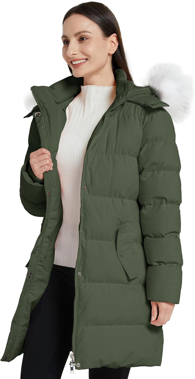 WenVen Women's Winter Thicken Puffer Coat Warm Jacket with Faux Fur Removable Hood - Image 4