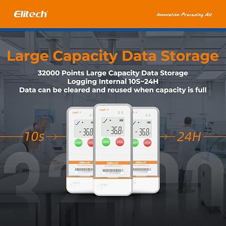 Elitech USB Digital Temperature Humidity Data Logger with Shadow Data Reusable Recorder 32000 Points, Auto PDF/CSV Report, for Windows/MacOS, Refrigerator Thermometer LogEt5TH-5Pack