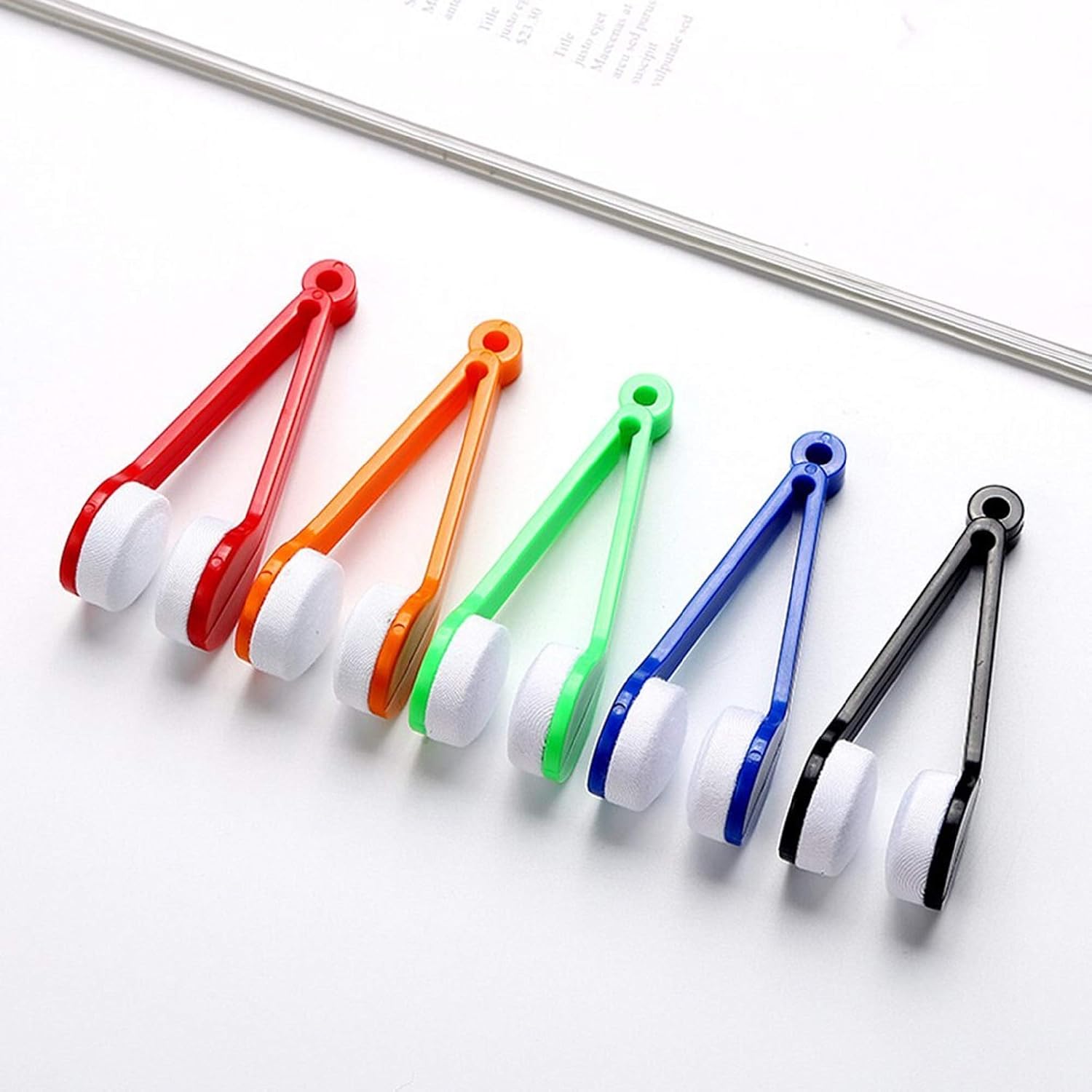 AUGEN Mini Microfiber Glasses Eyeglass Cleaner Brush, Soft Eyeglasses Cleaning Tool Clip for Sunglasses Lens Spectacles Computer Screen Camera (Random Colour 7x2 cm) (Pack of 20)