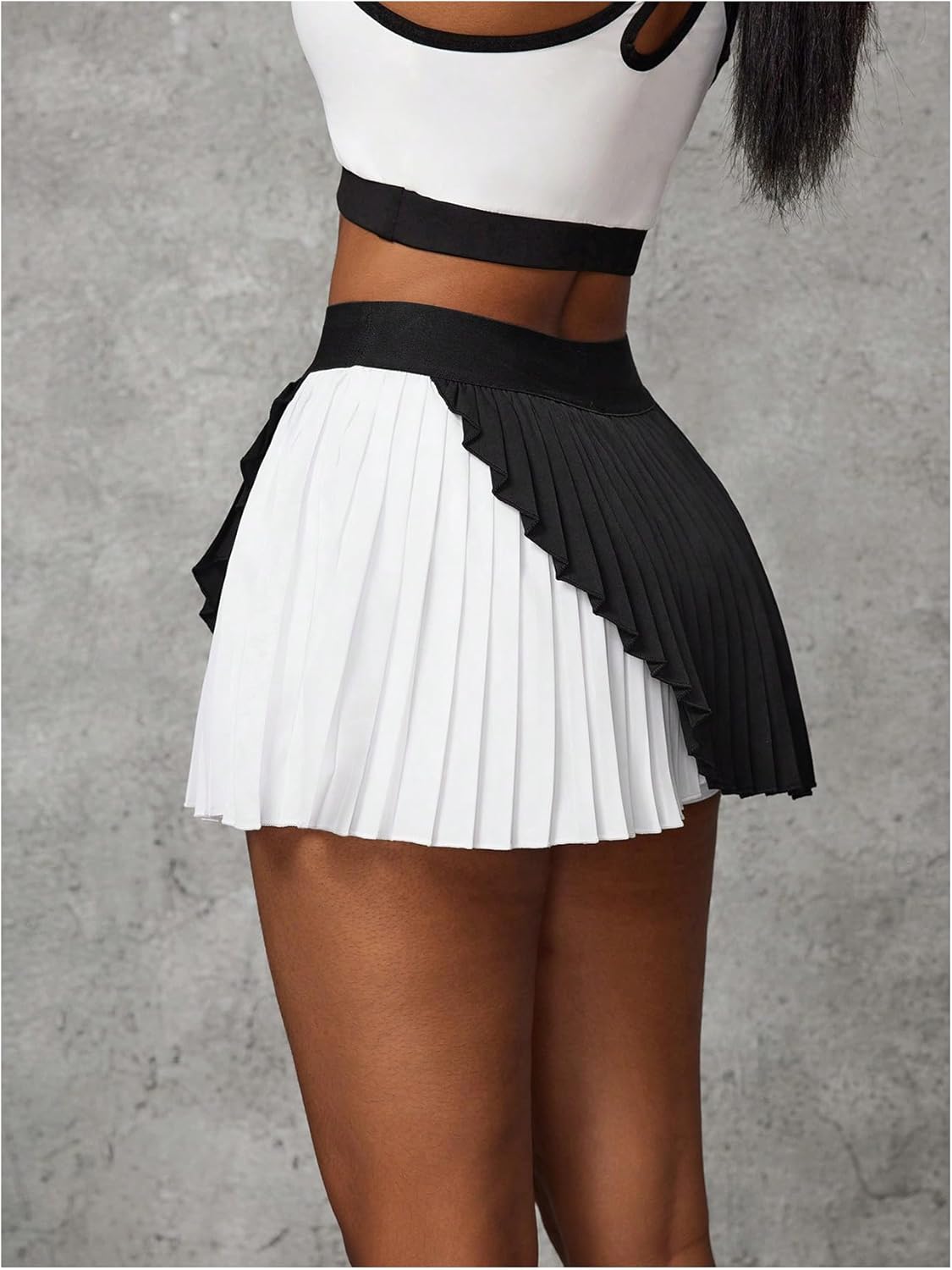Verdusa Women's Color Block Pleated Tennis Skirt High Waist Athletic Short Skort with Shorts - Image 2