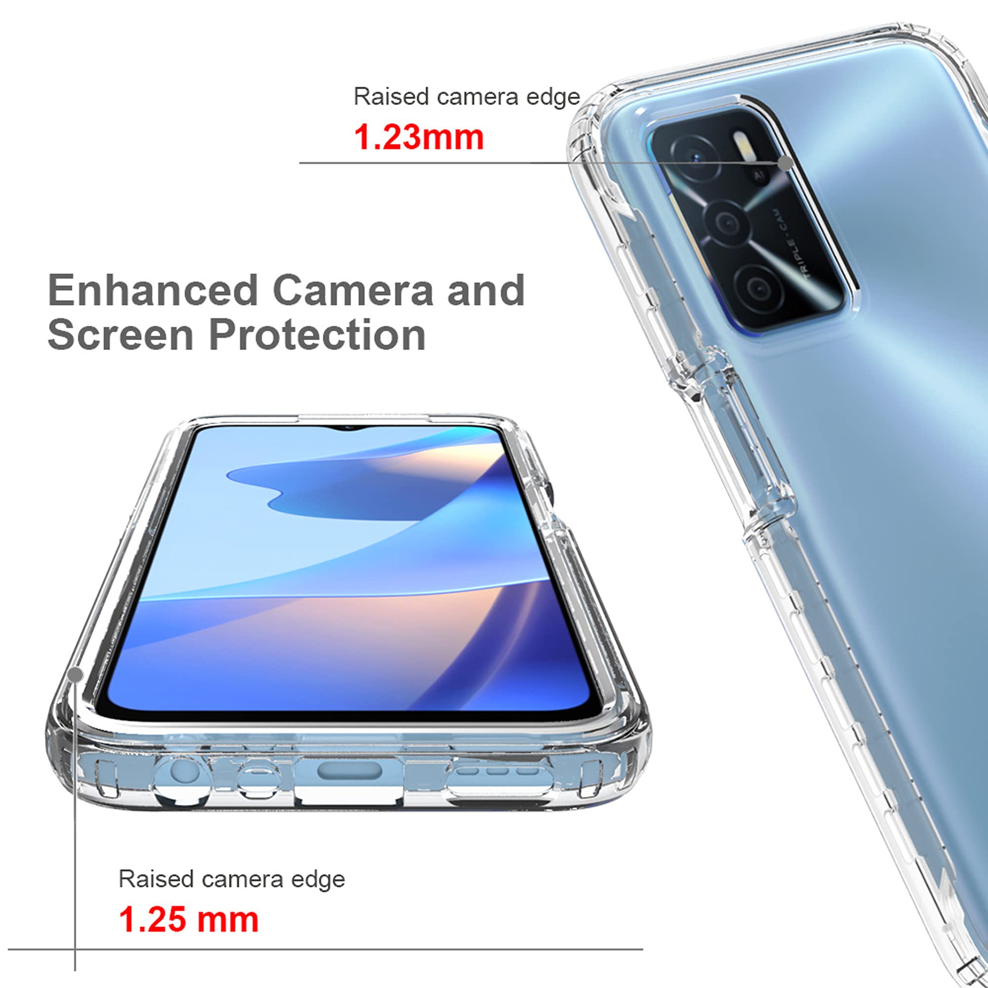 Custodia Trasparente Per Oppo A16 4G – Cover Antiurto 360° Con Paraurti In TPU – Ricarica Wireless Compatibile – Rosso - 2