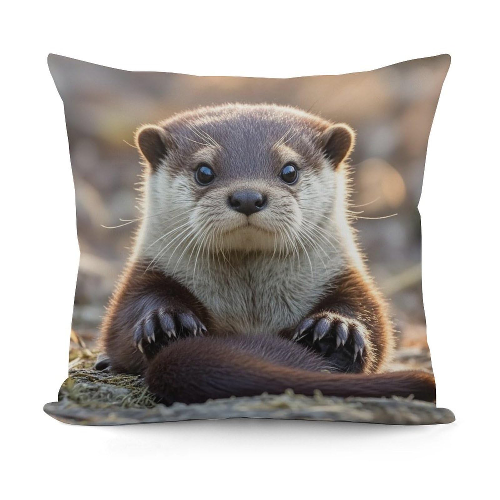 VstaDank Cute Otter Pillow Covers Soft Plush Decorative Square Pillow Cover Modern Breathable Pillowcases Pillowcase with Invisible Zipper 18x18 Inches for Sofa Living Room