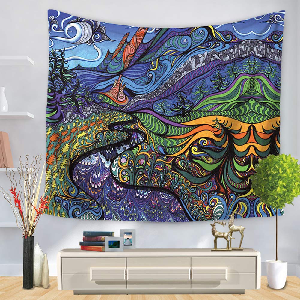 Morbuy Men's Hippie 7 Multi-Colored Hippie Tapestry Indian Wall Hangings, Art Decor Home Dorm Tapestries Bohemian Dorm Decorative Yoga Bedspread Table Clot (130 X 150Cm,)