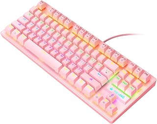 RGB Mechanical Keyboard 87 Keys Wired Gaming Keyboards Backlit Keyboard | with Blue Switche Portable Keyboards for Computer Laptop Light Up Key Board Cool Gaming Accessories Gifts for Boys Men Women