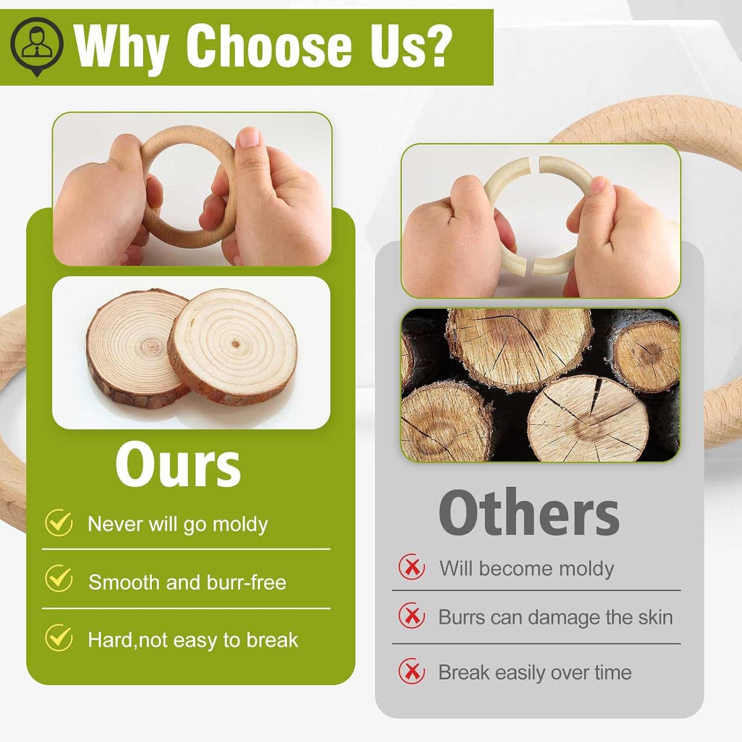 FoDau770 10pcs Natural Beech Wooden Rings, Unfinished Solid Wood Rings Heavy Duty Wood Circles, Macrame Craft Circles for Party, Home Decor & DIY Making - Outer Diameter: 1 Inch - Image 5