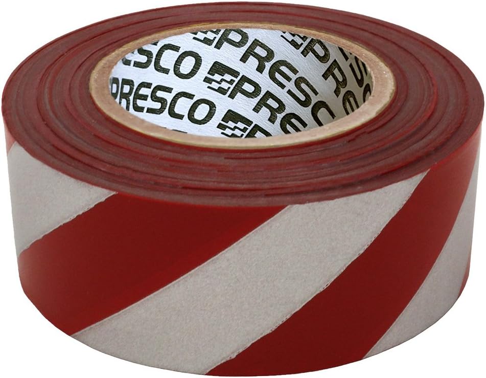 PRESCO PRODUCTS Flagging Tape, Red/Silver, 300ft x 1-3/16In, Red and Silver StripesDay/Night (1.188 in. x