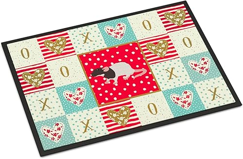 Miniatura 1 de Caroline's Treasures CK5459MAT - Tapete Dumbo Rat Love para interiores o exteriores, 18 x 27 pulgadas, rojo, 27 pulgadas de largo x 18 pulgadas de