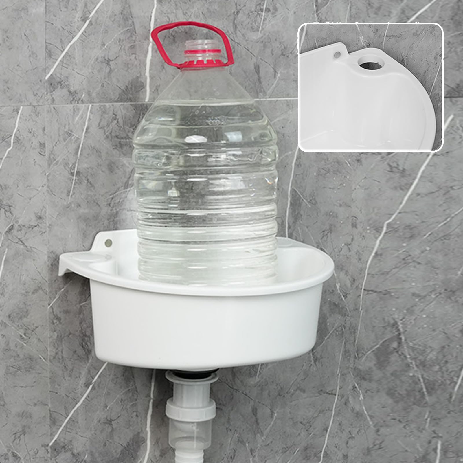 Lavabo Salle de Bain,plastiques Lavabo Suspendu,Lave Main,Blanc,aucun perçage n'est nécessaire,29.5x21x10.5cm(WxDxH),Idéal pour Maison Restaurant et Hôtel (C)