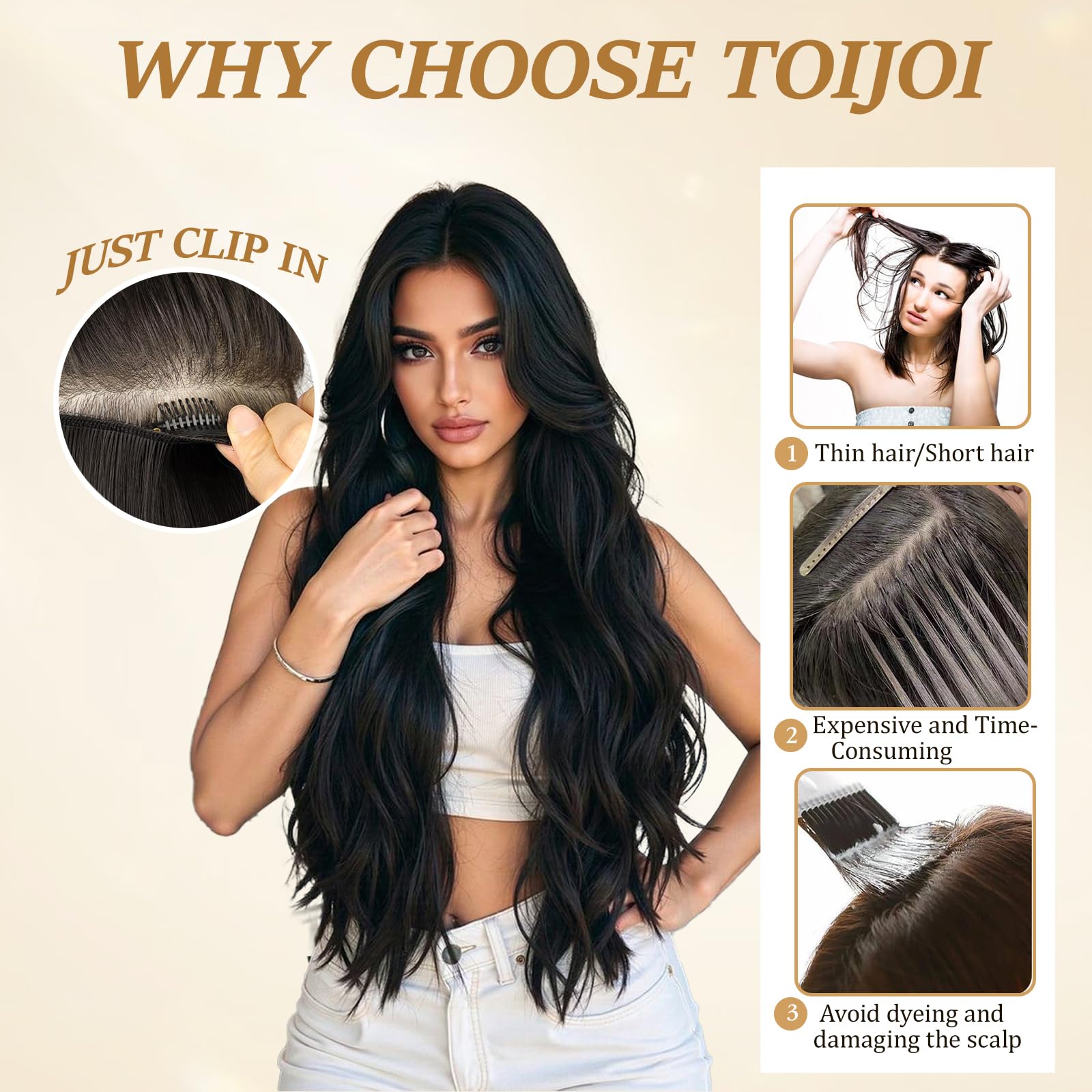 Clip-In Human Hair Extensions, 100% Remy Seamless Double-Weft Set