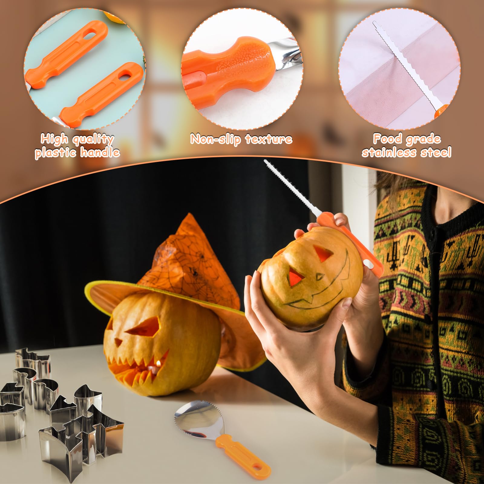 Ensemble Kit De Sculpture Citrouille Pro Halloween Citrouille Avec 6