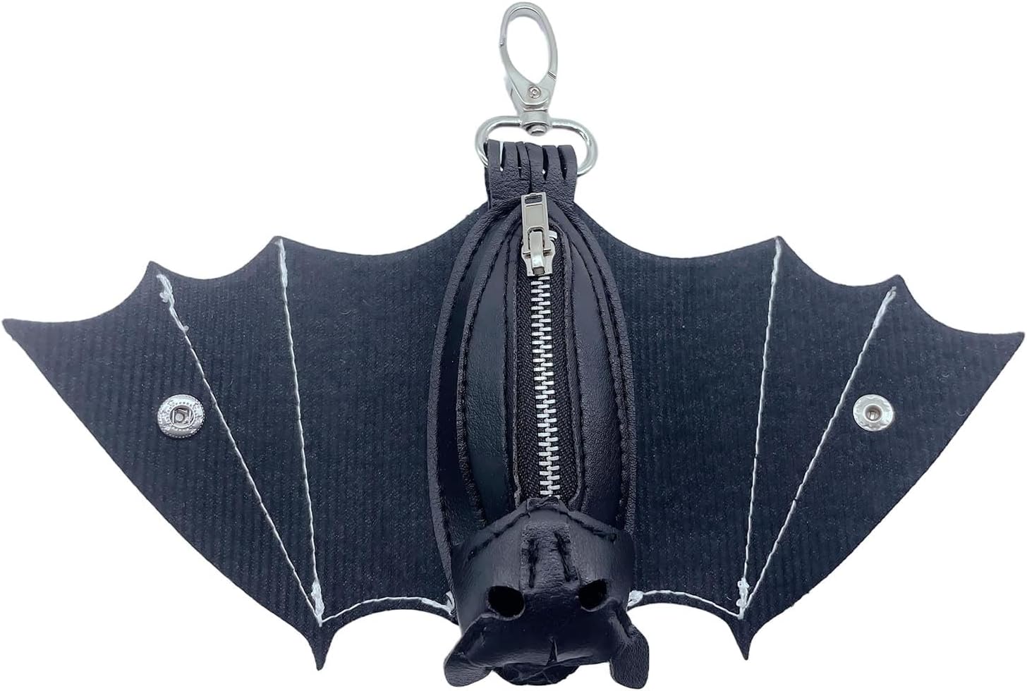 ASTRULUME Leather Bat Coin Purse with Zippered Keychain, Handmade ...
