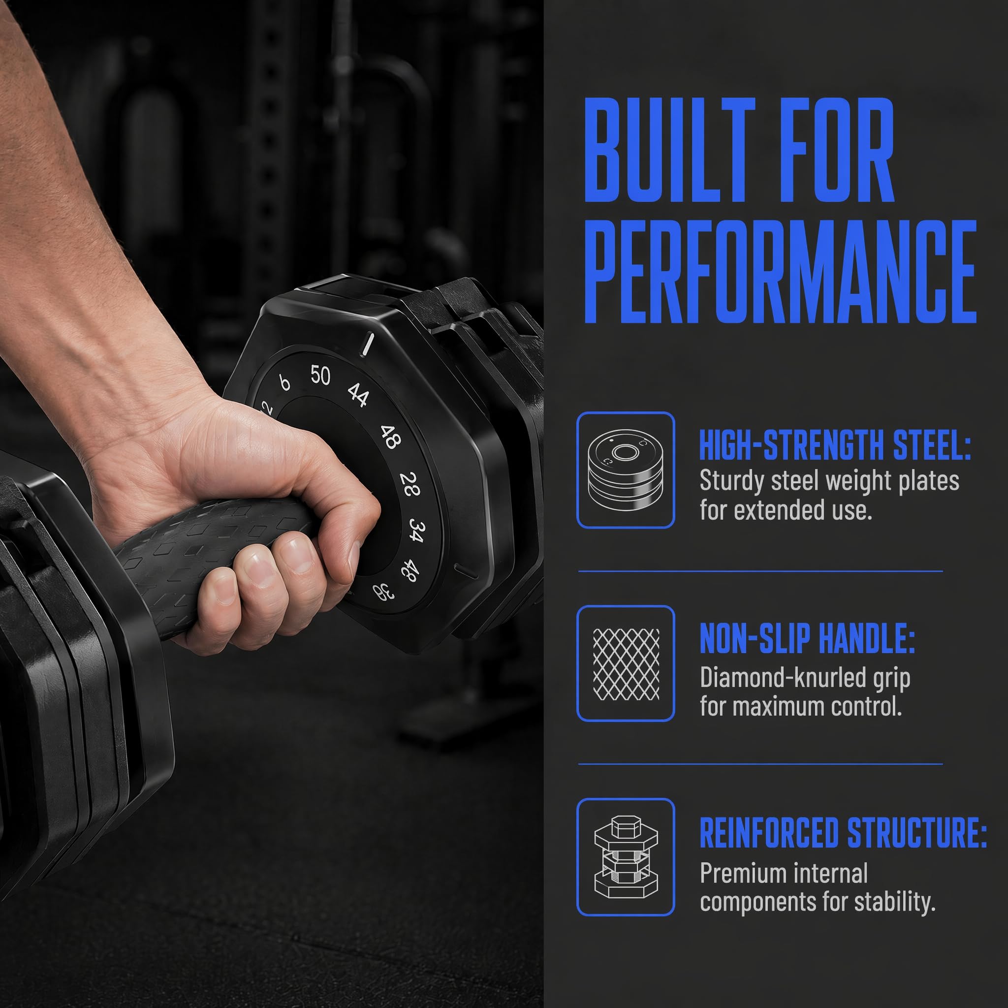 Adjustable Dumbbell 25LB Pair Dial Quick Change Anti-Roll | 25LB pair (5-30lbs total). 10-in-1 dial system, octagonal anti-roll, auto-lock. Storage stand, non-slip grip. Home gym.