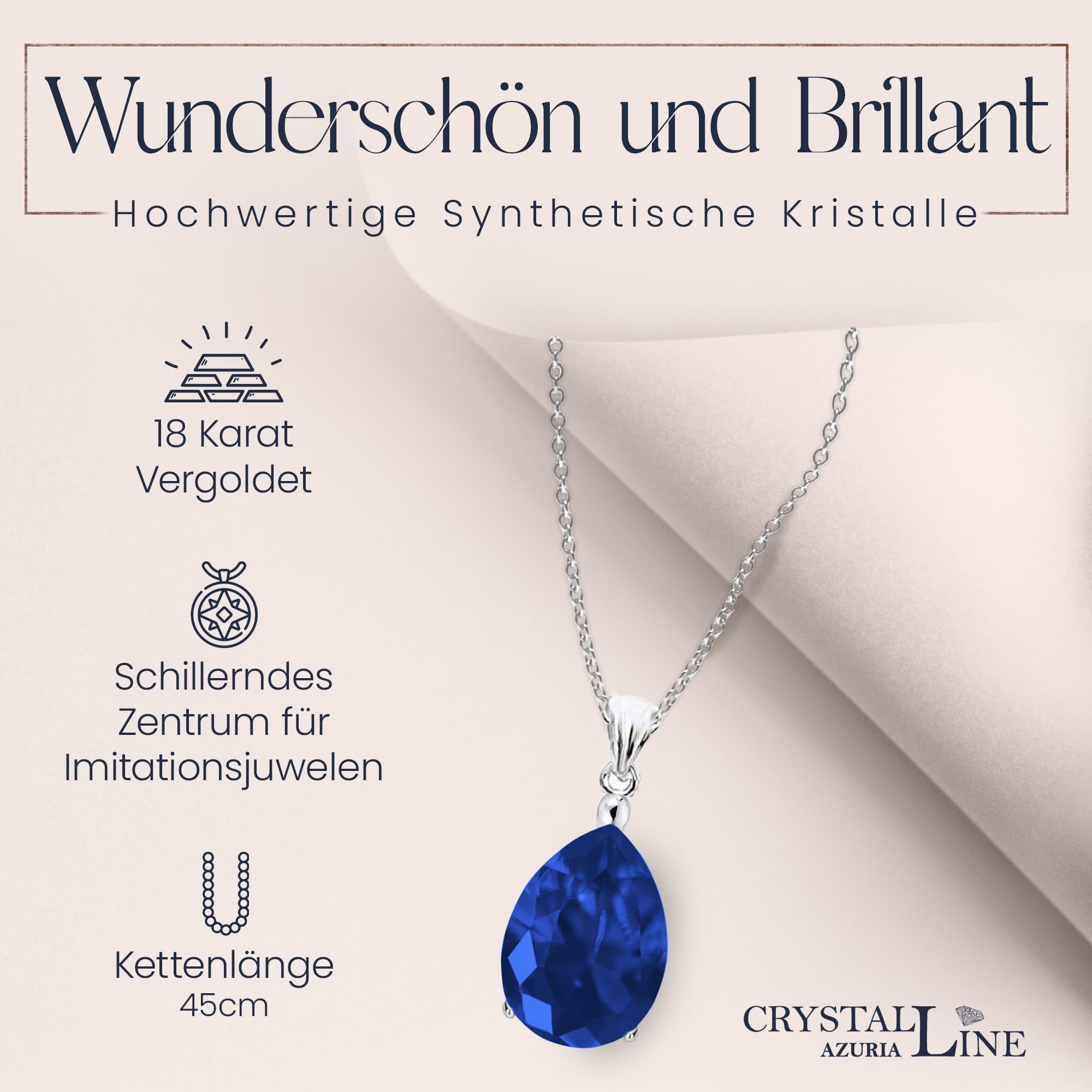 Crystalline Azuria Parures Lacrime per Donne Nozze Sposa Gioielleria Parure Con Collana e Orecchino Zirconia Damigella D'onore Gioielleria