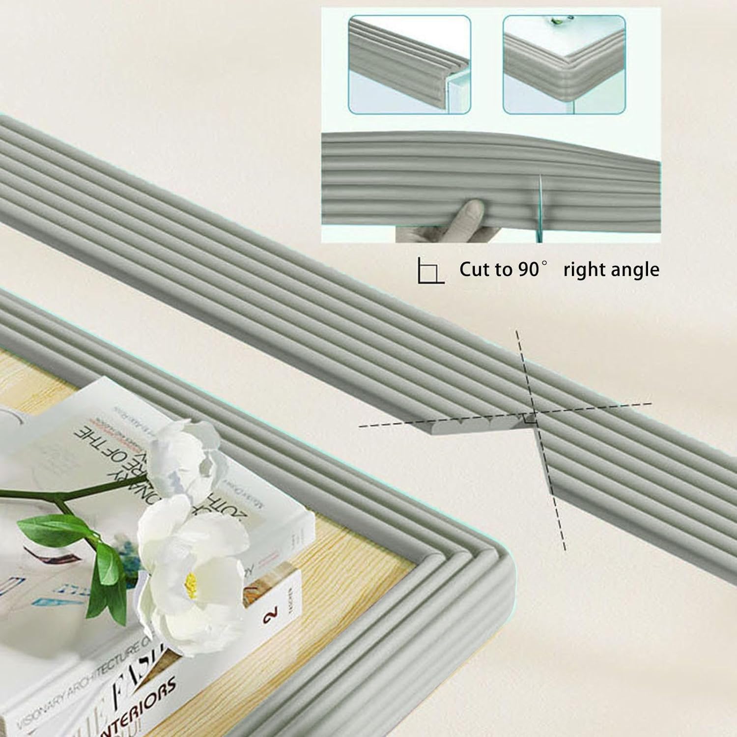 SwissHome 1 Pcs Extra Thick Furniture Edge Protectors High Dense Foam Cushion Baby Safety Corner Strip Guards, 6.5 Ft (2 Meter) Furniture Bumper for Table, Wall Edge (Grey) 1